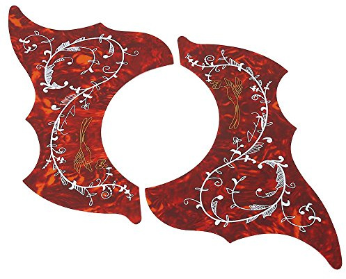 Acoustic Guitar Pick guard, 2Pcs Guitar Pickguard SetSelf-adhesive Scratchplate Replacement Parts Pickup Set for 41inch Folk Guitar (Red)