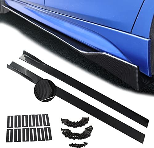 POSENG Universal Carbon Fiber Style 86.6 Inch Side Skirts Rocker Panels Extensions Compatible with Subaru,VW, Mazda,Mustang, Honda, Toyota, BMW Chevrolet, Ford, Mazda