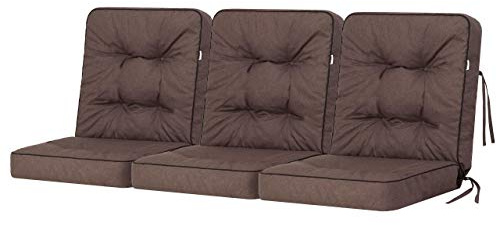 Bjird - Cojín para Banco de jardín, terraza o balcón con Respaldo - 150 cm (3x50) - Impermeable - para Uso Interior y Exterior - para Columpio, Balancín o Muebles de Jardín - Made in EU - Marron