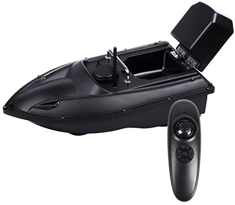LANGSHI Fischköderboot RC Boot Köderboot 500m Fernbedienung Futterboot 1,5kg Laden Doppelmotor Fischfinder Geschenke für Männer (Schwarz)