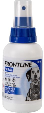 FRONTLINE Spray Hund & Katze gegen Zecken, Flöhe & Haarlinge 100 ml | 2,5 mg/ml - auch für Welpen & Kitten ab dem ersten Lebenstag geeignet - mit Sofortwirkung