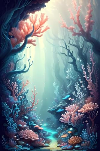 Diamond Painting Meeresboden Landschaft DIY 5D Diamant Painting Bilder 30x50 cm Full Drill Mosaik Bastelset Kinder Malen Nach Zahlen Erwachsene Große Diamant Malerei for Home Wall Decor Gifts j 105