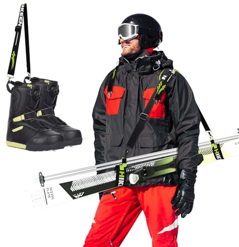 Hikeen Ski Strap, Pole and Boot Ski Carrier Strap for Easy Transportation of Your Skiing Accessory,Features Adjustable Anti-Slip Shoulder Comfortable Walking, Skier Gift