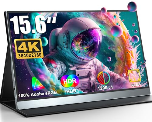 UPERFECT Ecran Portable QLED 4K 15,6 Pouces Moniteur Portable 100% AdobeRGB 1500:1 UHD IPS écran Portable de Jeu Eye Care avec Mini HDMI/Type-C/USB OTG, Compatibilité VESA