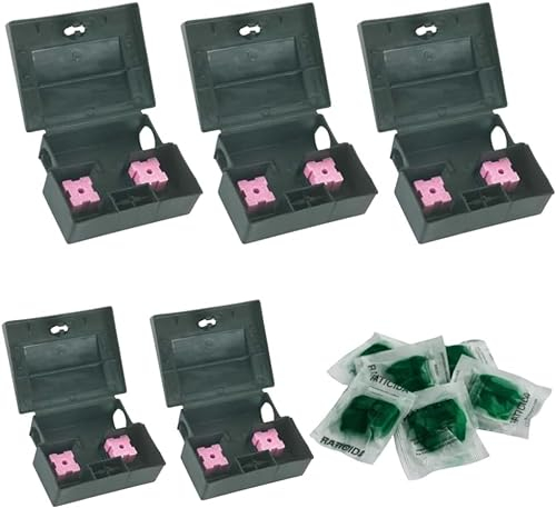 Remi Hogar Portacebos con Raticida Pack de 5 Cajas para Poner Veneno de Ratón | Incluye Bolsas raticida | Llave de Apertura