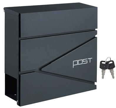 YZMJXNYY Briefkasten mit Zeitungsfach, Postkasten mit Zeitungsrolle, Wandbriefkasten, Mailbox mit Schloss, Modernes Design, Einfache Montage, für Das Home-Office Im Außenbereich(Gray)