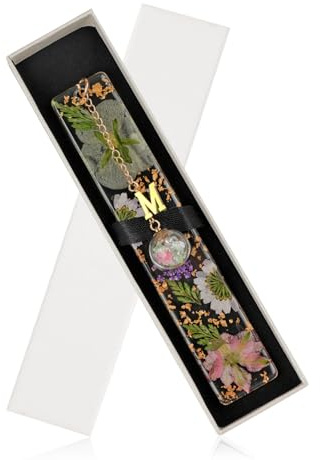 JSRQT Marque Page Original Lettres M Embosseur de Livre Personnalisé Marque Page Lumineux Cadeau Noël Personnalisable Initiales Bookmark Marque-Pages en Résine pour Fille Femme Anniversaire Fête
