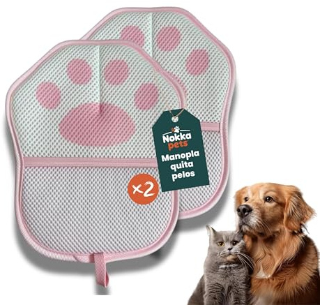 Pack 2 Manopla Quita Pelos Mascota - Guantes Quitapelos Mascotas - Manopla Electroestática que Elimina Pelo de Gatos y Perros - Limpieza Rápida en Sofás, Ropa y Hogar – Dueños de Mascotas (ROSA)