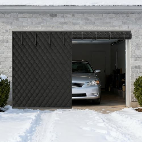 Insulated Garage Door Curtain Magnetic Thermal Door Cover Soundproof Insulation Cover Blanket for Garage Patio Doorway Living Room 8x7ft 9x11ft 18x12ft(Black,11 x 11 ft)