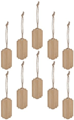 Mipcase Etichette per Piante da Esterno in Bamboo 10 Pezzi con Corda Resistente, Cartelli Rettangolari per Giardino, Marcatori per Piante Grasse e Ortaggi, Etichette Sospese per Vasi,