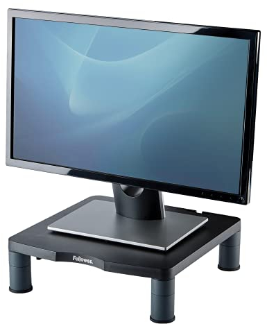 Fellowes Monitorständer Standard, höhenverstellbar, ergonomisch, sehr stabil für alle Arten von Monitoren bis 21 Zoll (53,34 cm) - schwarz/grau