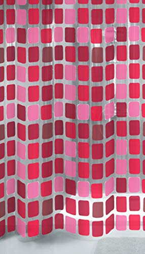Kleine Wolke 4956453305 Duschvorhang Sonny, 180 x 200 cm, Rubin