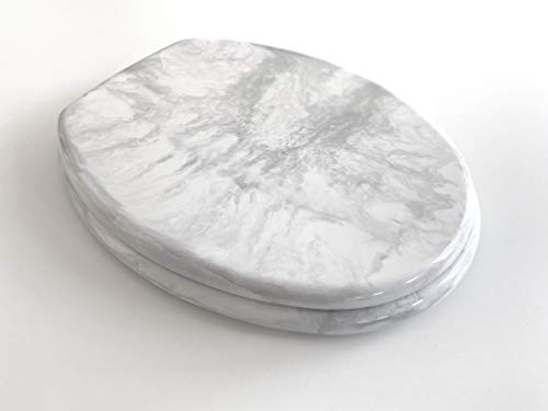 WC Sitz Klobrille Marmor weiss, Edelstahlscharniere