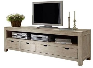 MASSIVMOEBEL24.DE | TV-Board Akazie 190x50x60 White Stone getüncht Nature White #44