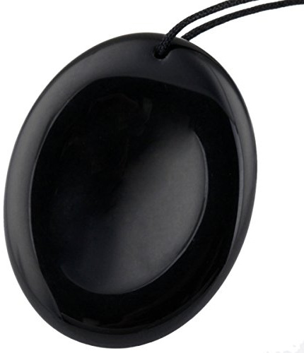 mookaitedecor Handpoliert Obsidian Daumenstein Anhänger Halskette | Natürliche Obsidian Daumenschmeichler Heilkristall Anhänger, Stein Amulett Halskette Schmuck für Männer und Frauen