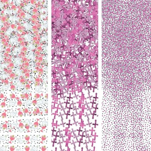 amscan-First Pink Assorted, 1.2 oz. -1 Pack Jour de communion Confettis assortis rose pour première, 34 g-1 paquet, 360320
