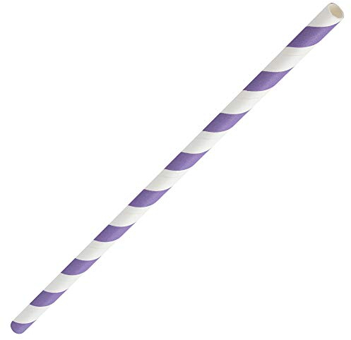 Utopia Lilac & White Paper Straws 8inch - Pack of 250 - Eco-Friendly Paper Straws, Paper Drinking Straws