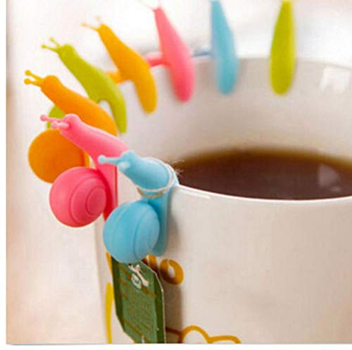 Oulensy 10Pcs / Lot Nette Schnecke-Form-Silikon-Tee-Beutel-Halter-Schalen-Becher-Süßigkeit-Farben-Geschenk-Set Guter Tee Werkzeuge zufällige Farbe