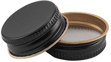 North Mountain Supply 28mm Black Metal Screw Caps With Plastisol Liner - Pack of 15 Leak Proof Lids