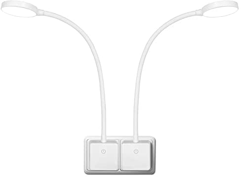 ENUOTEK Lampade da Lettura a Parete Comodino LED con Spina Incorporata Bianca per Leggere a Letto 4W 350Lm LuminositàDimmerabile Touch Luce Neutra 4000K Lot di 2