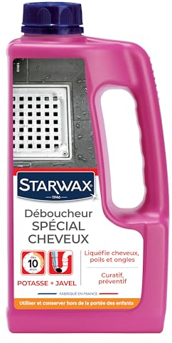STARWAX Déboucheur Canalisations Spécial Cheveux - 900ml - Idéal pour Éliminer les Bouchons de Cheveux