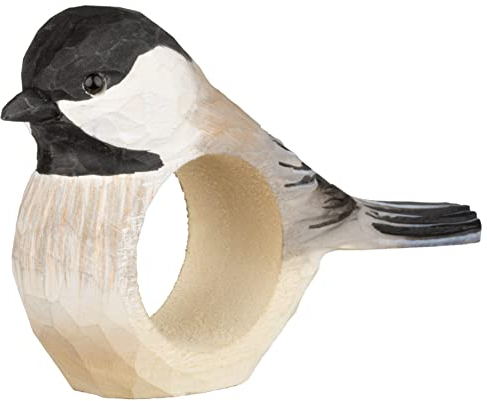Wildlife Garden WG4571 Rond de serviette Mésange des marais - Rond de serviette en bois sculpté à la main pour la décoration de table