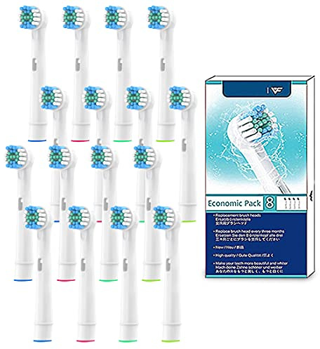 FFYan Lot de 16 pièces brosse de rechange pour Oral B, recharge pour brosse à dents électrique, Dual Clean Plaque Precision Deep Clean Dents, Doux pour le soin des gencives sensibles