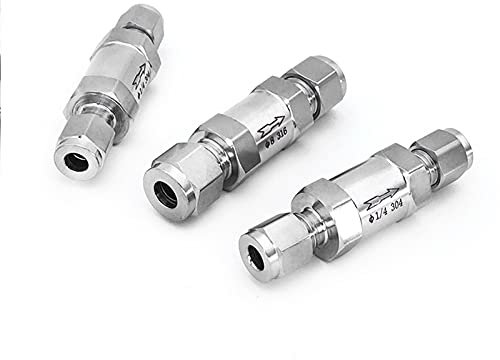 XLBH Hardwareteile Fit 3/6/8/10/12-18mm 1/81/4 3/81/2 odrohrkompressions-Rückschlagventil Einweg-Non-Return-Inline 304 316 Edelstahl Regelventil (Specification : 8mm, Voltage : SS316)