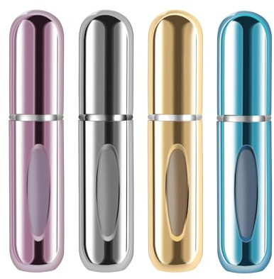 Yamadura Portable Mini Refillable Atomizer Perfume Bottle, 5ml Refillable Atomizer Perfume Spray, Scent Pump Case for Traveling and Outgoing (4 Pack)