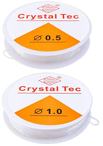 Redamancy Elastisch Schmuckfaden, 2 Spule 0.5mm 1mm Gummifaden Transparent Faden, Gummiband für Armbänder, Nylonfaden, für Perlenschmuck Armbänder Basteln