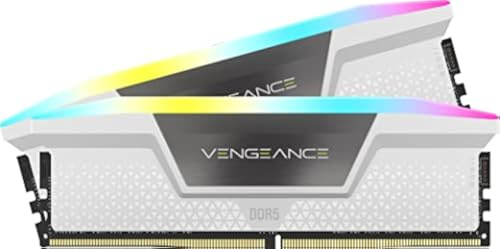 CORSAIR Vengeance RGB DDR5 RAM 32Go (2x16Go) Jusqu'à 6200MHz CL36 Intel XMP 3.0 Mémoire pour Ordinateur de Bureau - Blanc (CMH32GX5M2B6200C36W)