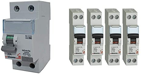 Bticino GC723F25 Interruttore Differenziale Puro & Interruttore Magnetotermico, Kit 4 Pezzi, 16 A