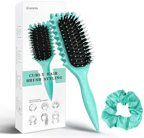 Cepillo Pelo Rizado con Coletero,Azul Peine Pelo Rizado Definidos,Forma y Define Rulos,Reduce Tirón,Frizz y Separación,Bordes Suaves,Haus Dekoration