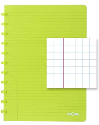 ATOMA Notizbuchsystem - Robust transparent - A4 - grün - Kariert 5 mm