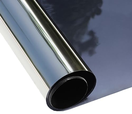 ConCus-T Film teinté à sens unique pour fenêtre - Contrôle de la chaleur - Anti-reflet - Effet miroir - Film solaire UV statique - Noir argenté - 30 x 300 cm