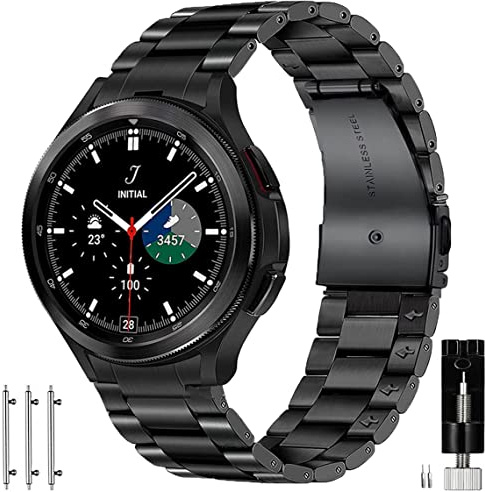 Kompatibel Samsung Galaxy Watch 4/6 Classic Armband 46mm 47mm 42mm 43mm,Watch 4/5/6/7/FE 40mm 44mm Armband Metall Frauen Männer, Keine Lücke Metallarmband Edelstahl,Schwarz