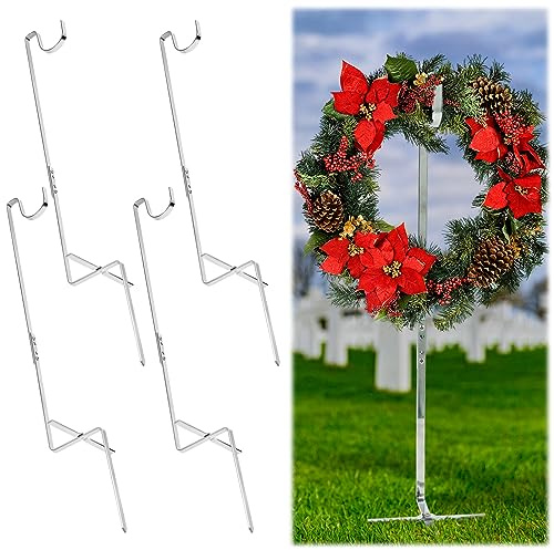 Blulu Weihnachtskranzständer für Friedhof, Grabkranzhalter, Ständer im Boden, Friedhof, Blumenhalter, Grabstein, Blumenhaken, Grabstein-Aufhänger für Weihnachten, Gedenktag, Beerdigung