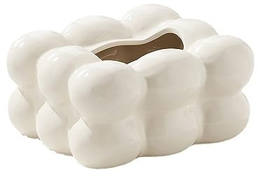JTBDWOSK Creative Tissue Box Cover, rechteckiger dekorativer Kosmetiktuchhalter für Schreibtische und Tische, Küche, Büro, Heimdekoration,Weiß