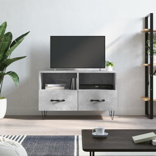 LAPOOH Meuble TV Gris béton 80x36x50 cm Bois d'ingénierie,Table Basse Salon Meuble TV,Table Basse LED Couleurs,Meuble TV
