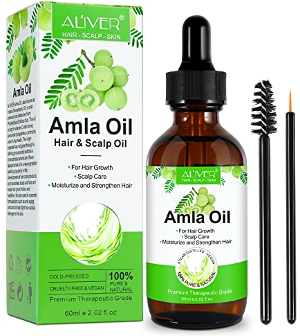 Amla Olio per Capelli, 60ML Amla Oil Dona Radici Rinforzate e Capelli Forti, 100% Naturale e Vegano per Perdita Dei Capelli, Cuoio Capelluto Sano