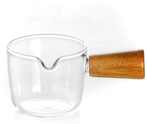 LSSEDA Creamer Jug,Churn Jug,Simple Style Heat-resistant Glass Syrup Milk Jug Mini Salad Milk Jug Latte Cup With Handle Jam Cup Cafe Restaurant Hotel Utensils Pitcher(Size:Large) (Size : S)