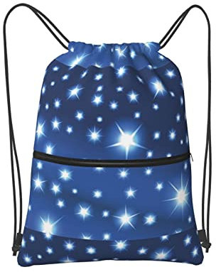 SJOAOAA Drawstring Bag Space And Stars Drawstring Zipper Backpack Water Resistant String Bag Sports Sackpack Gym Sack With Side Pocket For Men Women