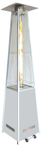 JSLJJBD Patio Heater, Terrassenheizer, Terassenheizstrahler Außen, 360° Wärmeableitung, Leicht Zu Bewegen, Kann 15 Kg Flüssiggastank Platzieren 225x81.5x81.5cm Stainlesssteel