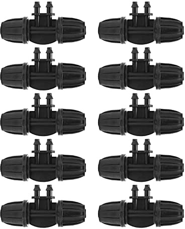 Tomotato 10 Pezzi Raccordi per Irrigazione con Spinato, Connettori a T Giardino per Tubo 8/12 a 4/7, Connettore Tubo a 4 Vie con Spinato Bloccato per Irrigazione a Goccia