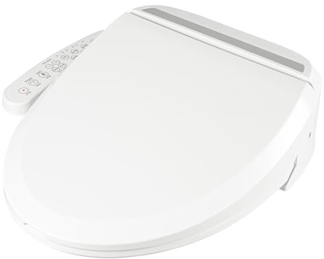 Toilettendeckel,Elektrischer Toilettensitz mit Warmwasser & Heizfunktion – 3-Temperaturstufen (33-40°C), 3 Warmluft-Stufen, Massage-Funktion, für Standard-WCs (Weiß)