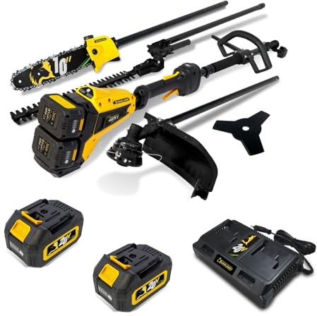 Garland Desbrozadora Multifunción 4 en 1 Motor a Batería 20V-Tasker Keeper 20Vx2 122-V23 - Incluye 2 Baterías de 2Ah y Cargador Doble