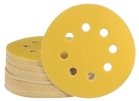 Gmozkrn 180mm Sanding Discs 80 Grit, 30Pcs Hook and Loop Sander Disc, 7Inch 8 Holes Sandpaper Sheet for Drywall Sander Long Neck Sander (Yellow)