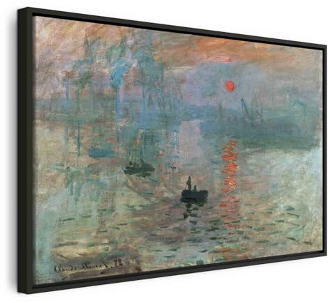 murando - Quadro con Cornice Nera Claude Monet 120x80 cm 1 Pezzo - Stampa su Tela - XL Telaio in Legno Decorazioni da Parete Quadri Pittura Immagini Impressione Alba l-G-10036-b-a