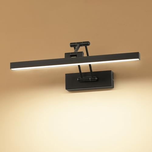 Pasoar LED Spiegel Lampe Badezimmer 40 cm, Rotation Lampen Spiegel für IP44, Licht Badezimmer 12W 960 LM, LED Lichter, Neutral Weiß 4000K, Schwarz