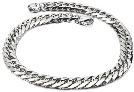 Calefee Edelstahlketten für Damen, Panzerkette 55cm Länge Herren 13mm Breit Hip Hop Kette Damen Ohne Anhänger
